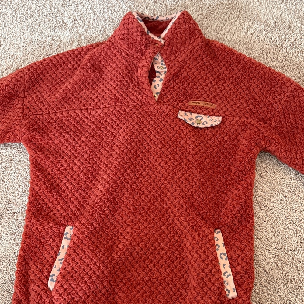 Simply Southern Brick Red Textured Hoodie